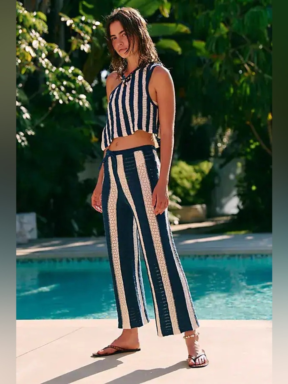 Free People Free-EST Joan Fauxchet Set in navy NWOT